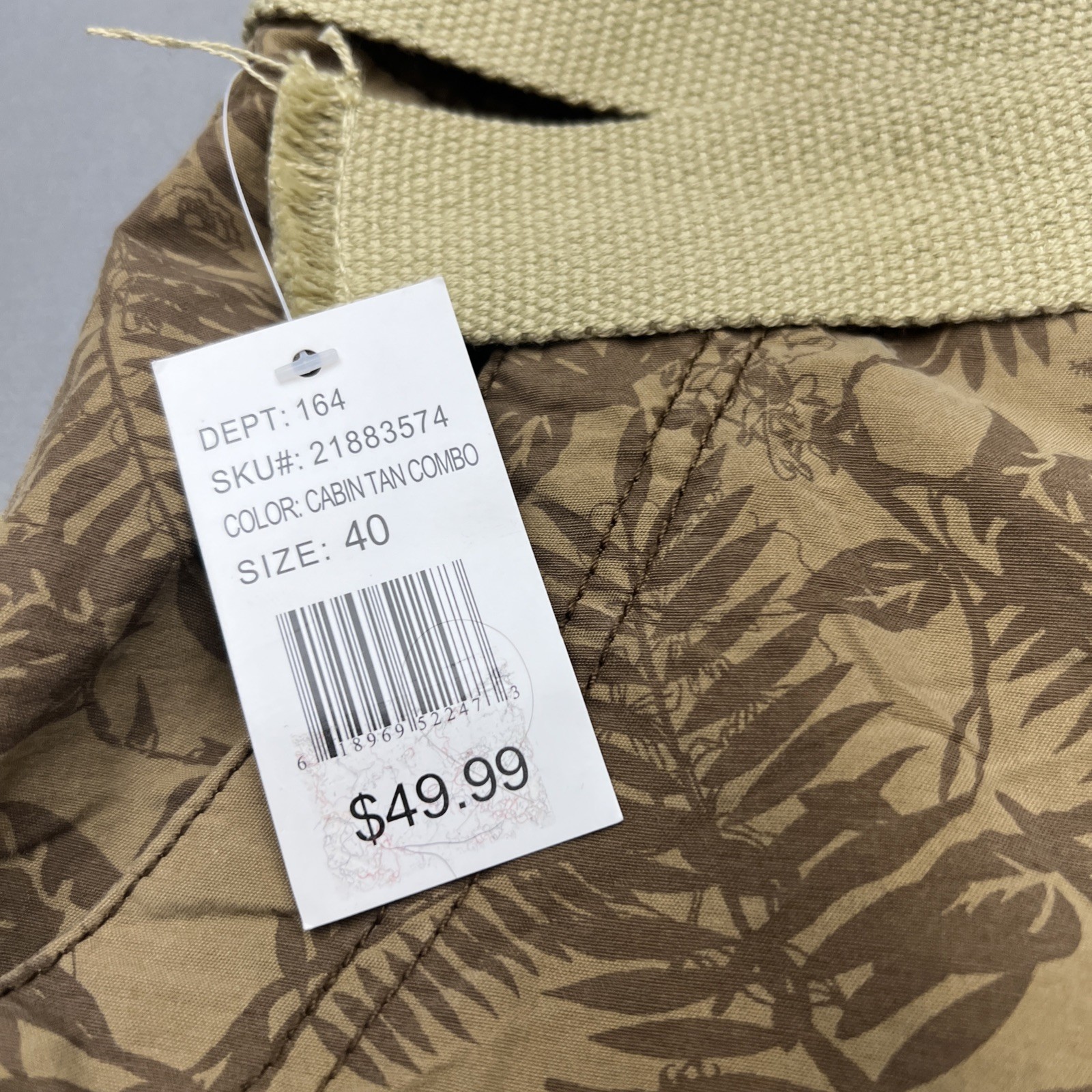 NEW- Wear First Palm Tree Hawaiian Brown Cargo Shorts with Belt Size 40