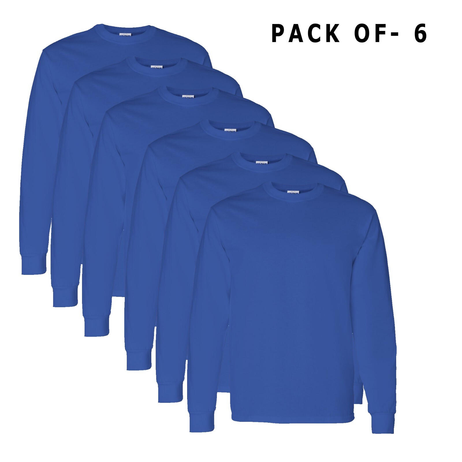 Long Crew Neck Tee 100% cotton Gildan – 5400 Royal Color Fit T-Shirt Pack 6