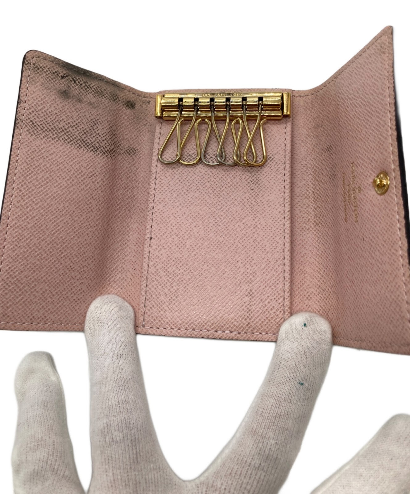 Authentic LOUIS VUITTON Multicle 6 Key Case Brown/Pink Women M61285 #1902