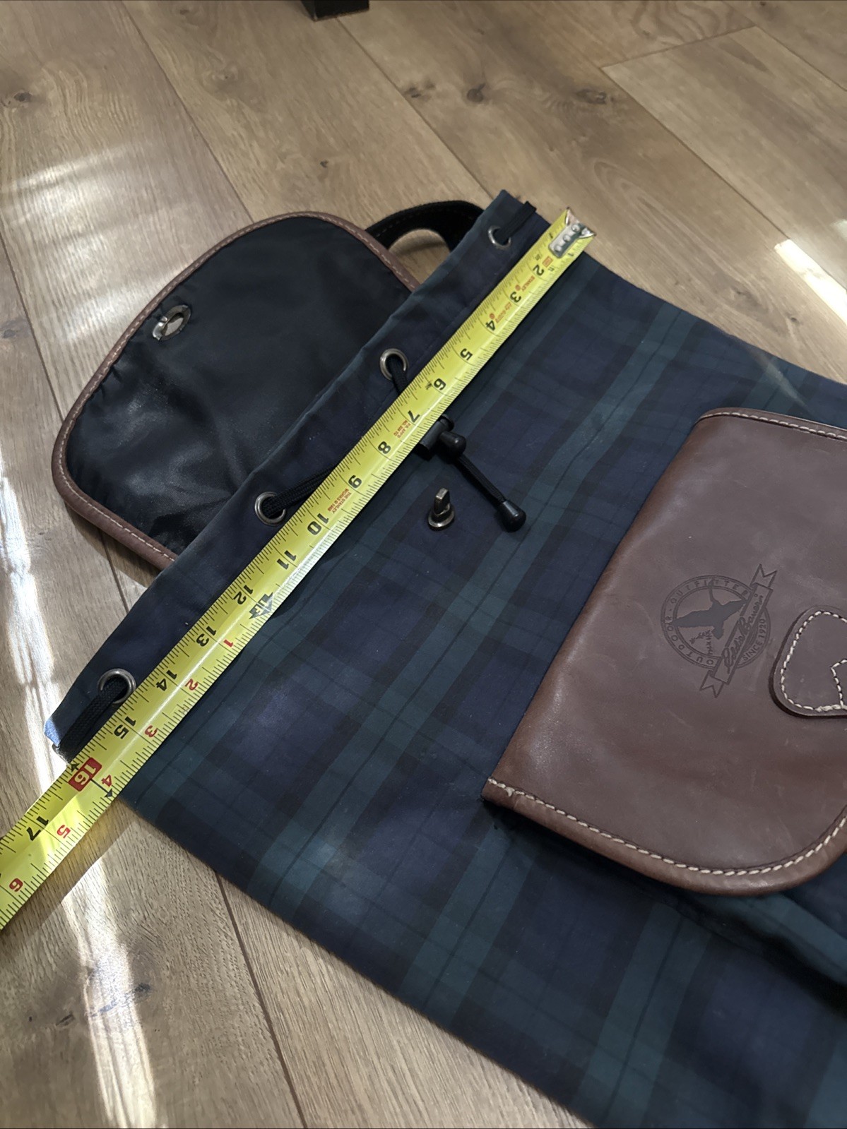 Vintage Eddie Bauer Leather Plaid Turn Lock Large Daypack Rucksack Backpack Rare