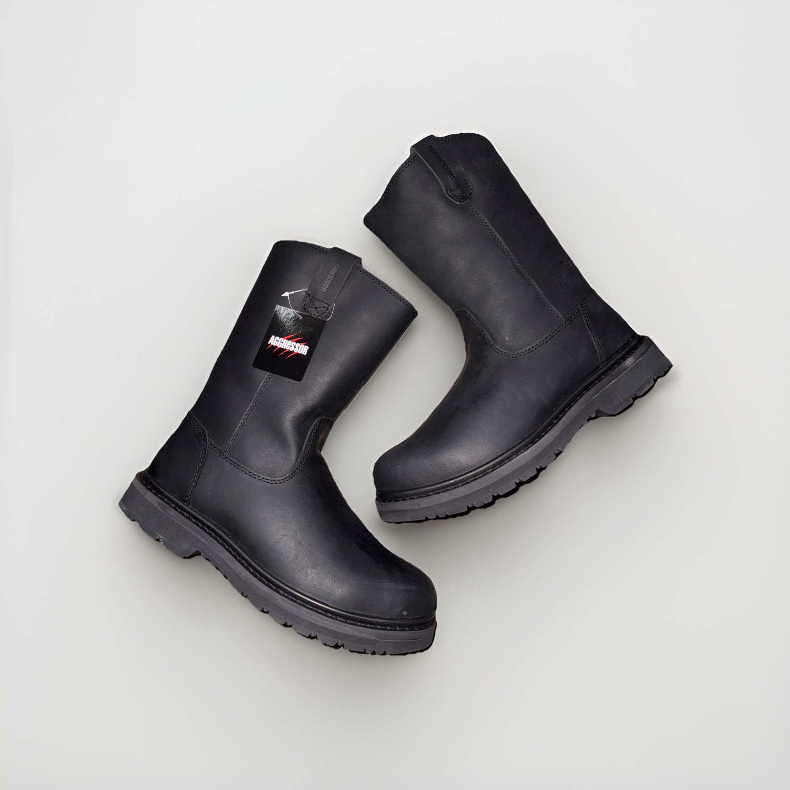 Aggressor Men’s Leveler Soft Toe Wellington Work Boots 5ANAAGG-1001 Black 11