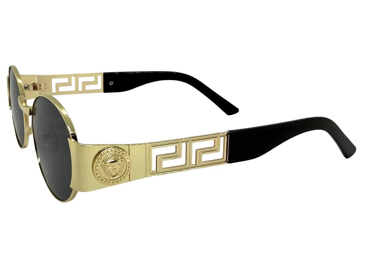 Classic Retro Hardcore Hip Hop Rapper Pimp SUNGLASSES Oval Gold Frame Dark Lens
