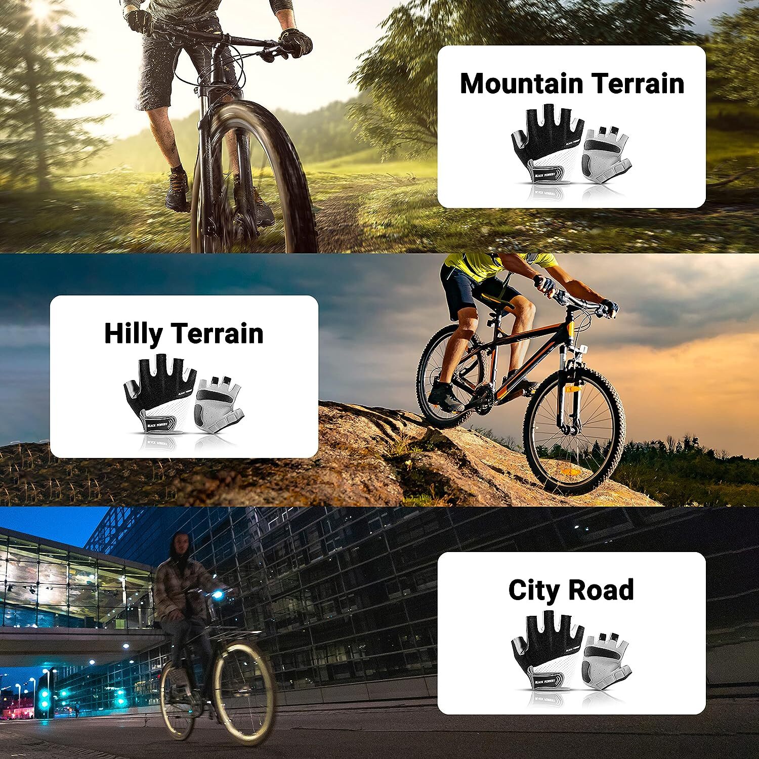 Mountain Bike Cycling Gloves Half Finger Gel Pad Anti Slip Shock Absorbing Glove
