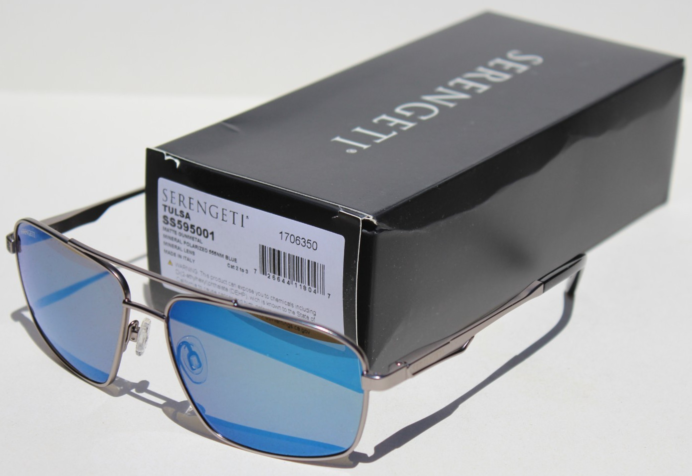 SERENGETI Tulsa POLARIZED Sunglasses Gunmetal/Mineral 555nm Blue SS595001 Italy