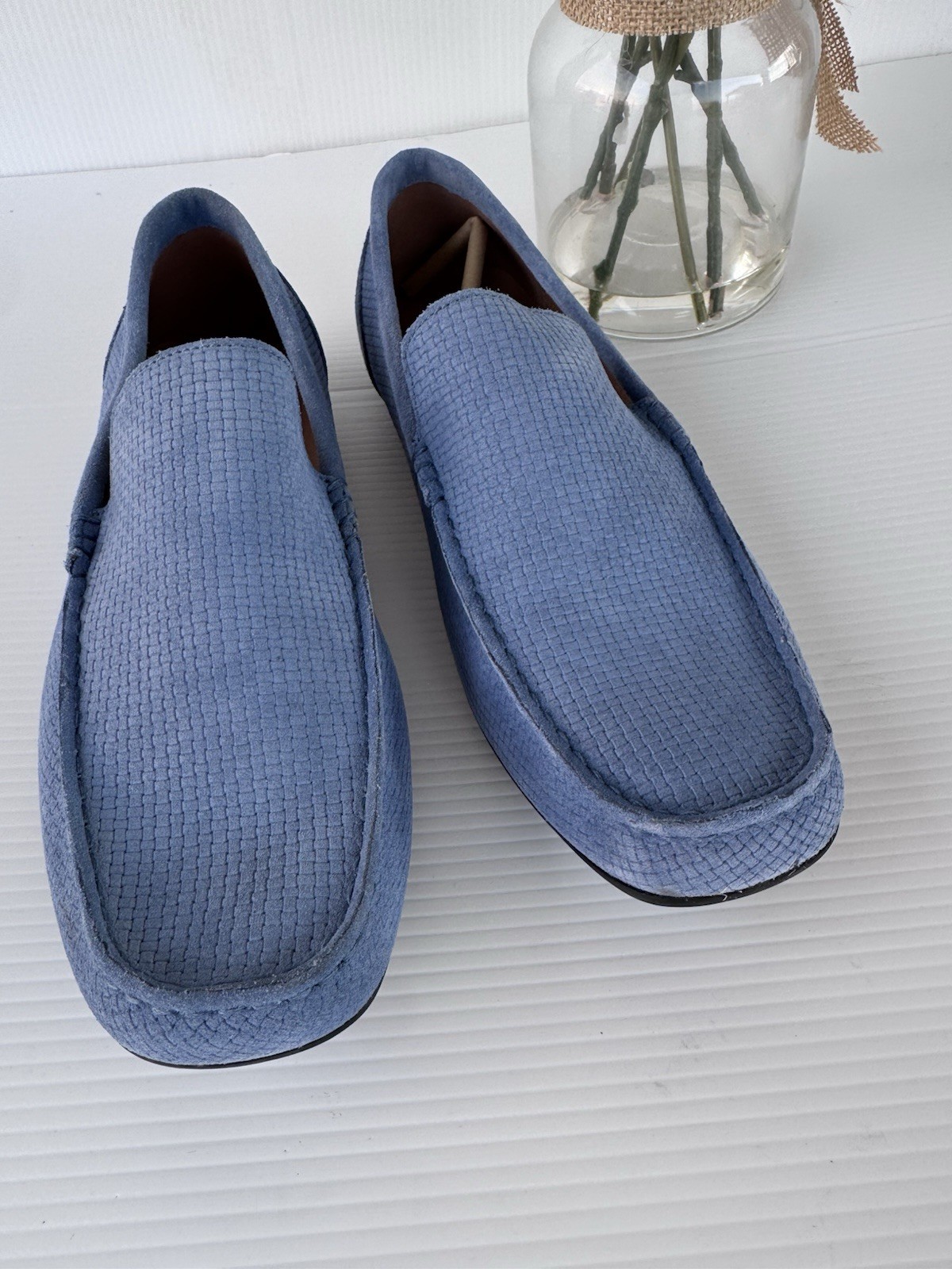 Alfani Men’s Kendric Leather Square Toe Moccasins Denim Blue Size 11M NEW IN BOX