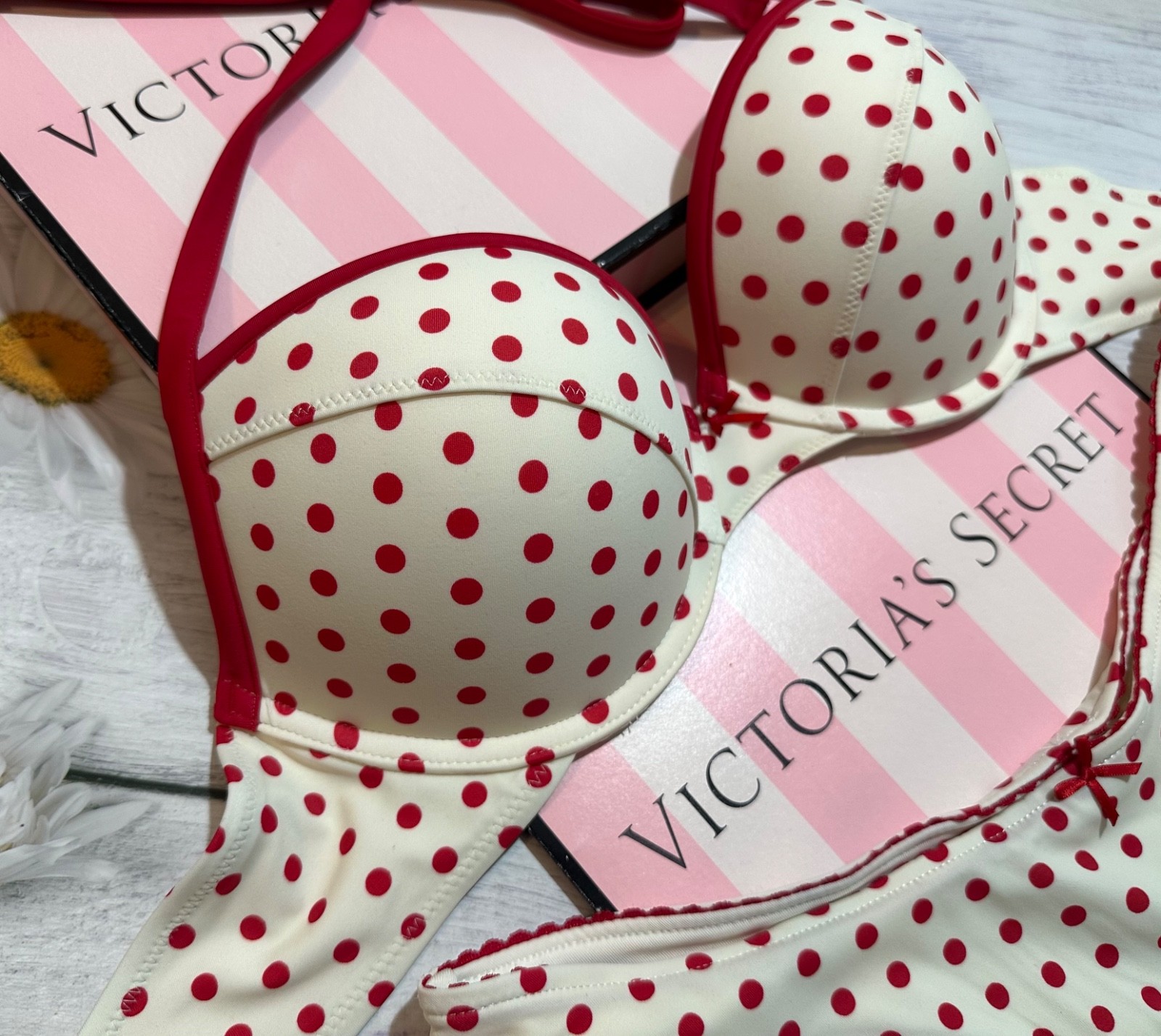 VS Pink by Frankie’s Bikinis Swimsuit polka dot ADDISON PUSH-UP BIKINI Set