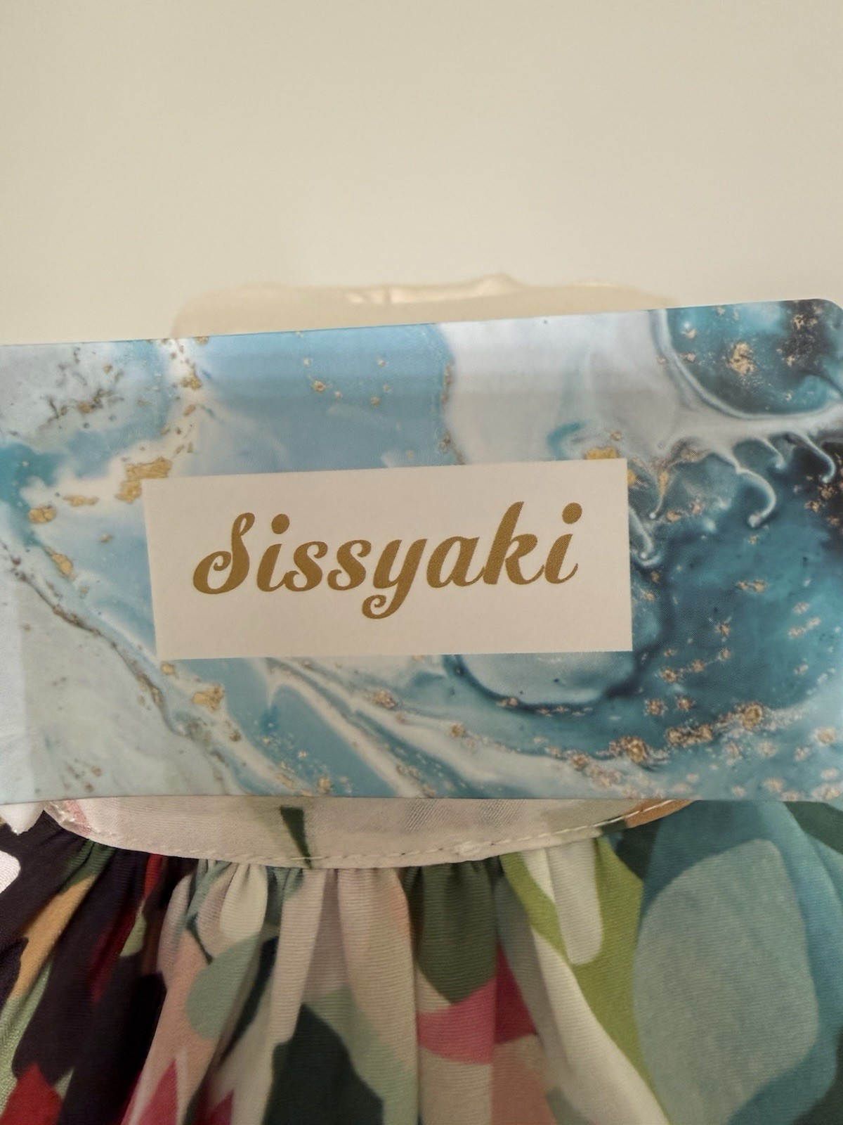 Sissyaki M Multicolor Floral Chiffon Maxi Dress V-Neck Puff 3/4 Smocked