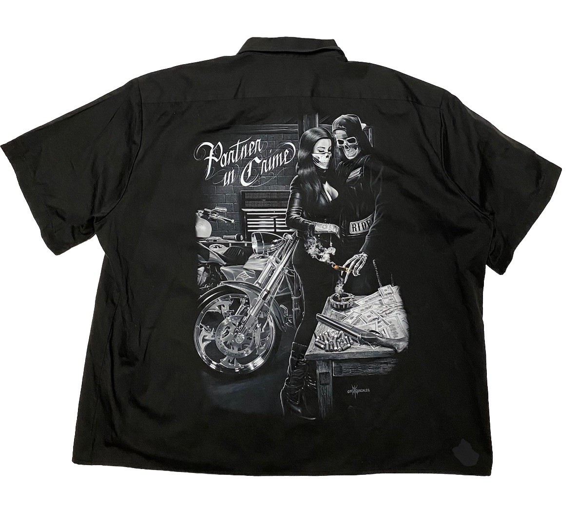 Ride Or Die Motorcycle Shirt Mens 4XL Gonzales Art Partner In Crime Graphic