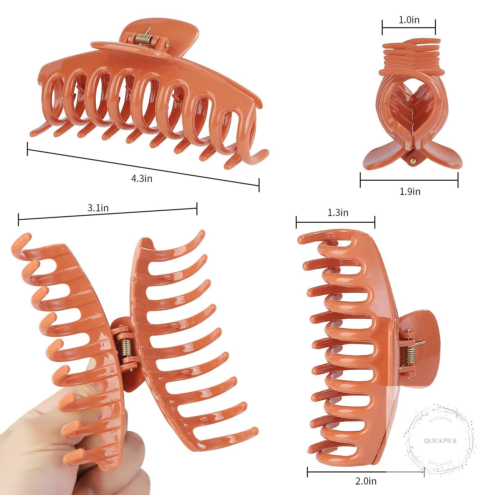 12 Pack Hair Claw Clips Large 4.3 Inch Hair Clips Stylish Barrettes in 12 Colors