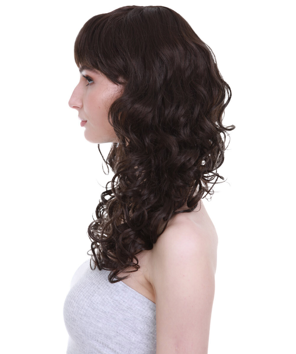 Women Long Curly Glamour Party Event Cosplay Bright black Wig HW-656 (Adult)