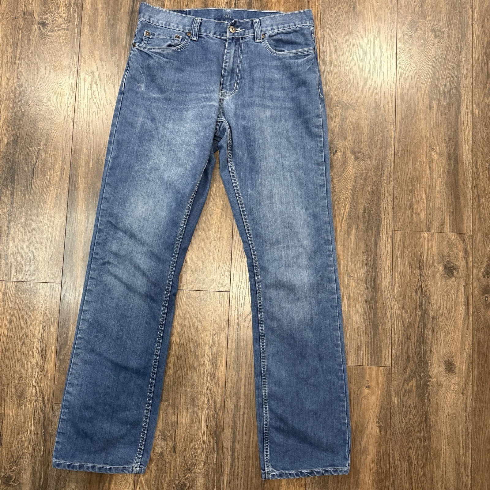 Flypaper Designer Mens Blue Jeans 32X34 Relaxed Fit Straight Leg Medium Wash