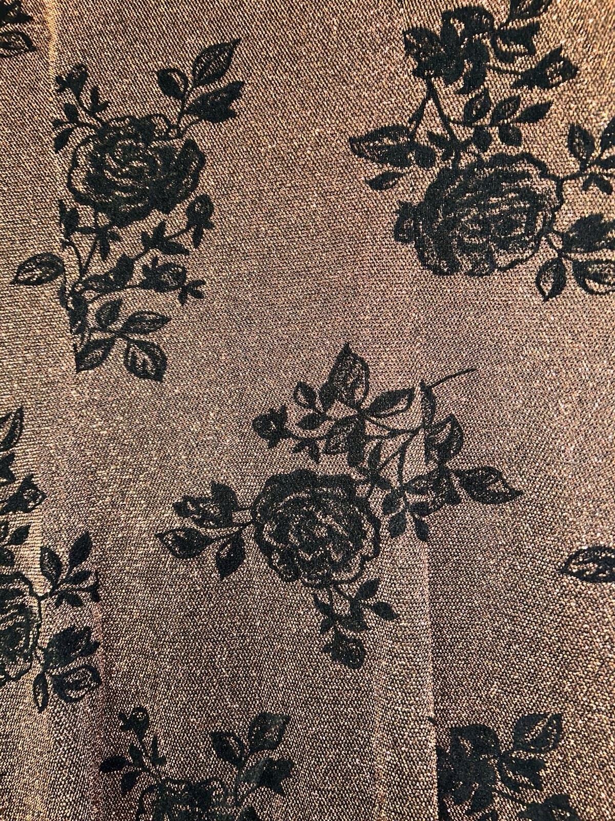 Vintage Jessica Howard Maxi Dress Copper Shimmer Velvet Roses Fairy Goth Womens