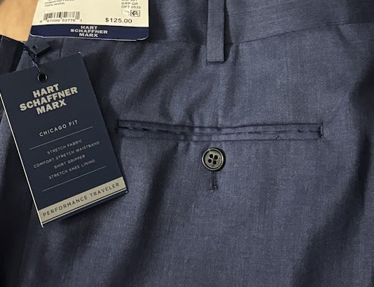 NWT Hart Schaffner Marx Performance Traveler Pants 44R 100% Wool Chicago Fit Blu