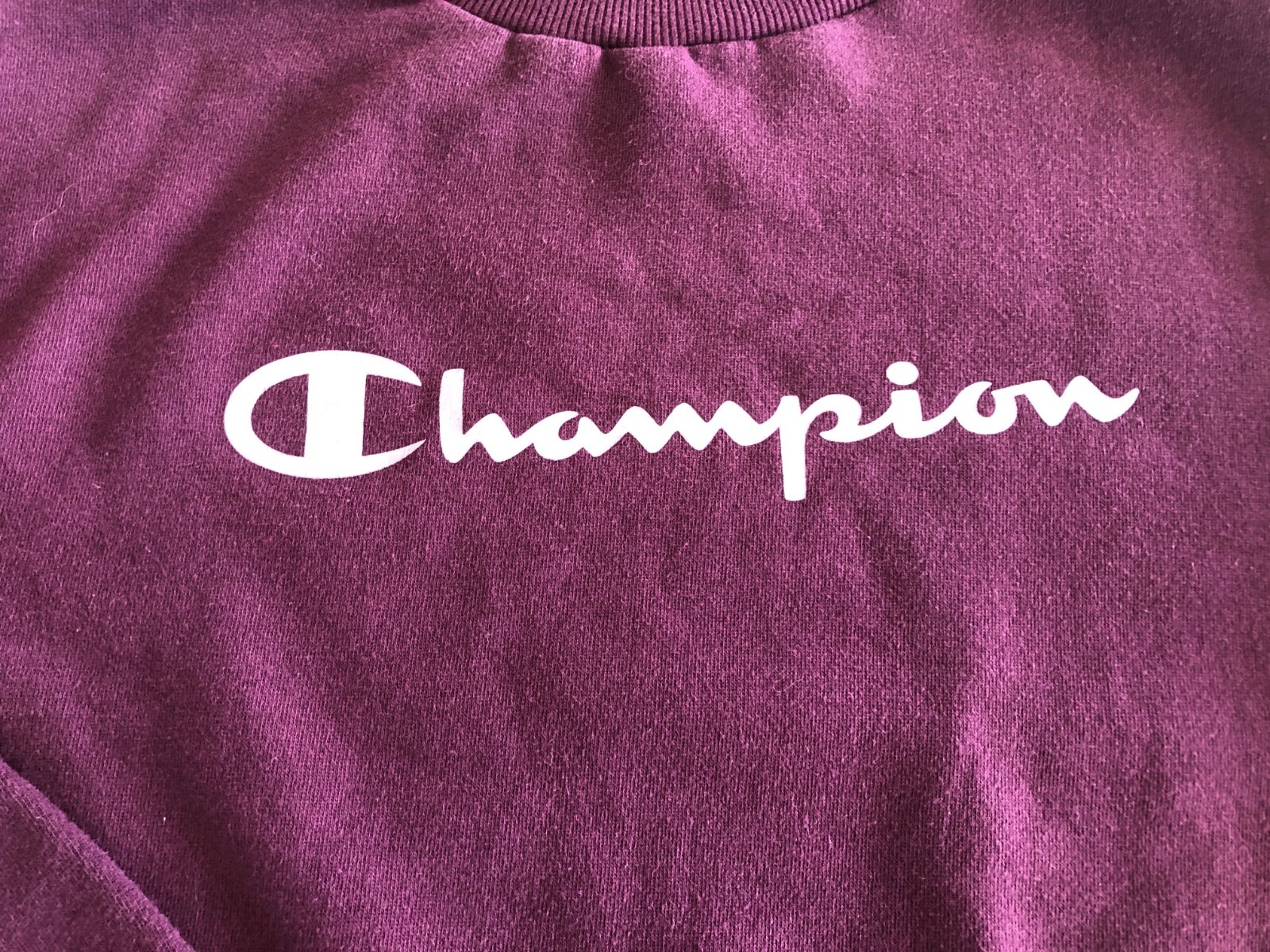 vtg Champion Mock Neck Sweatshirt Sz S Dark Magenta Cotton Blend Crop LOGO