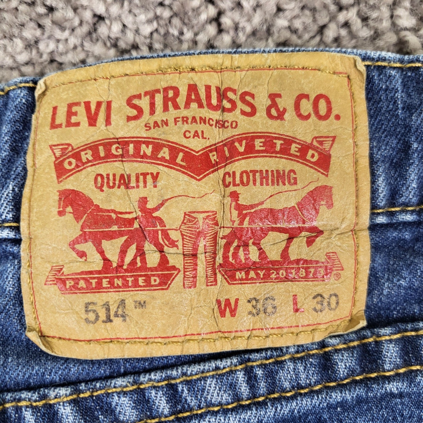 Levi’s 514 Straight Fit Jeans Mens 36×30 Blue Excellent Stretch Denim 00514-1702