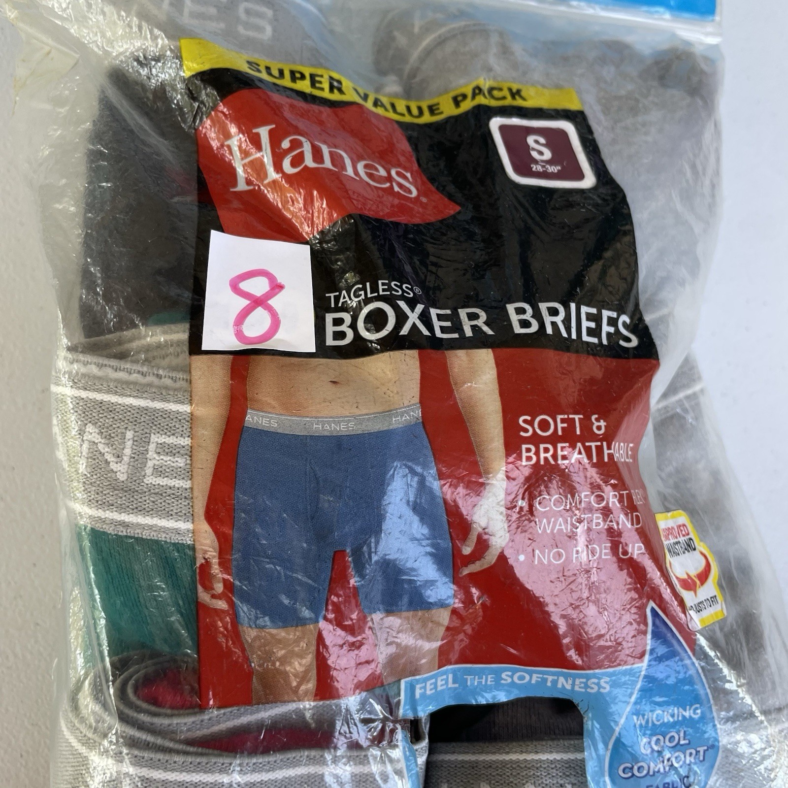 S Hanes Men’s Assorted Colors Boxer Briefs Underwear Tagless 8 Pack SMALL New