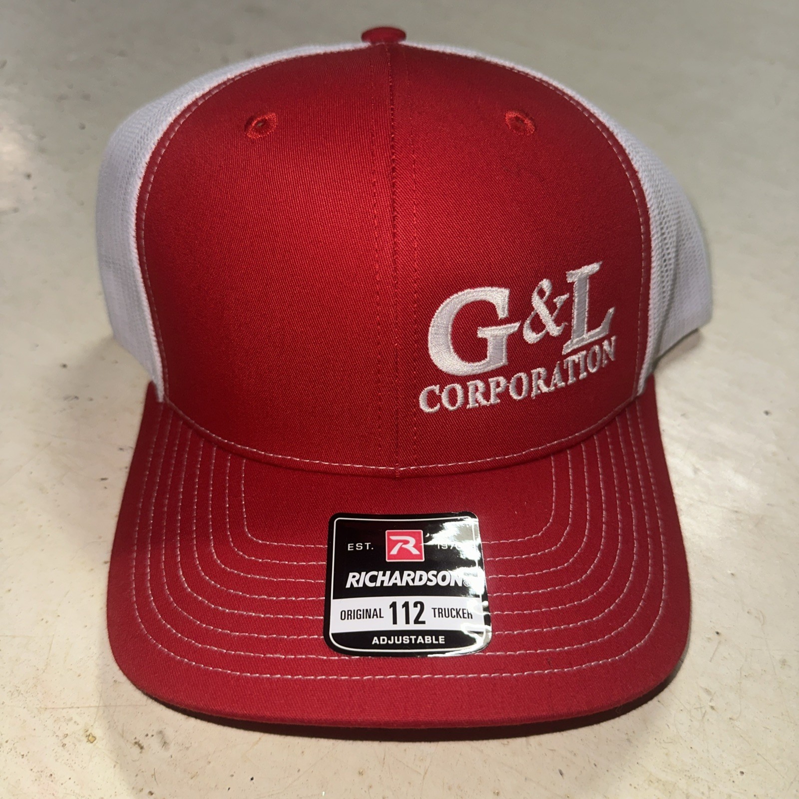G&L Corporation Red And White Mesh Trucker Hat Cap Snapback Adult Crane Service