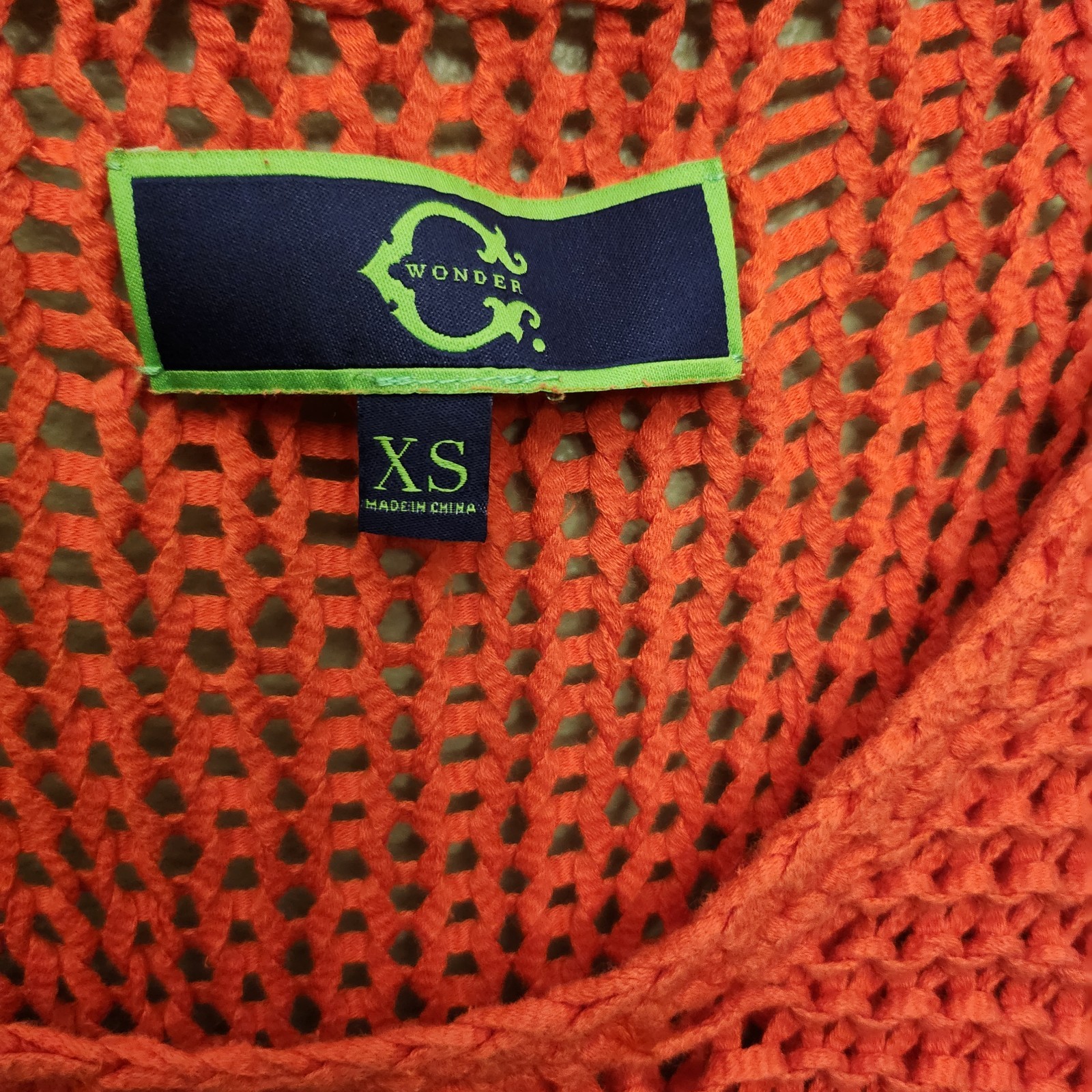 C Wonder Open Weave Knit Long Sleeve Sweater Orange Women’s XS