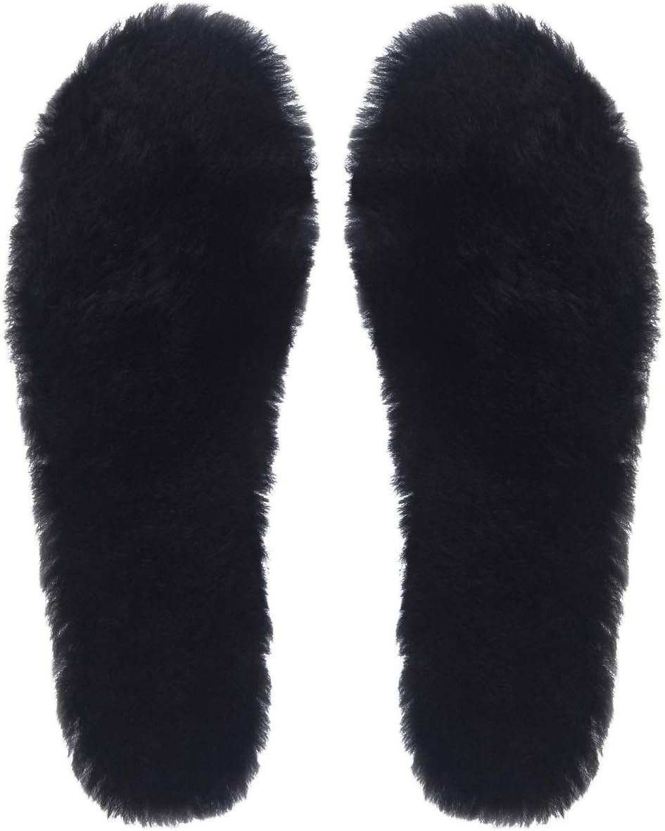 Sheepskin Insoles Black Wool Fur Fleece Inserts Cozy Fluffy Women’s Premium