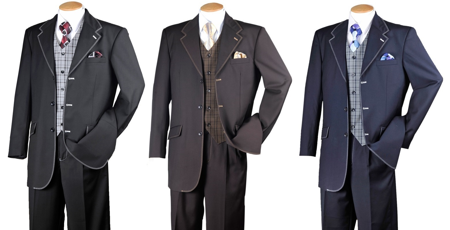 Men’s 3 piece Luxurious Fashion Suits Single Breasted 3 Buttons Two Side Vents