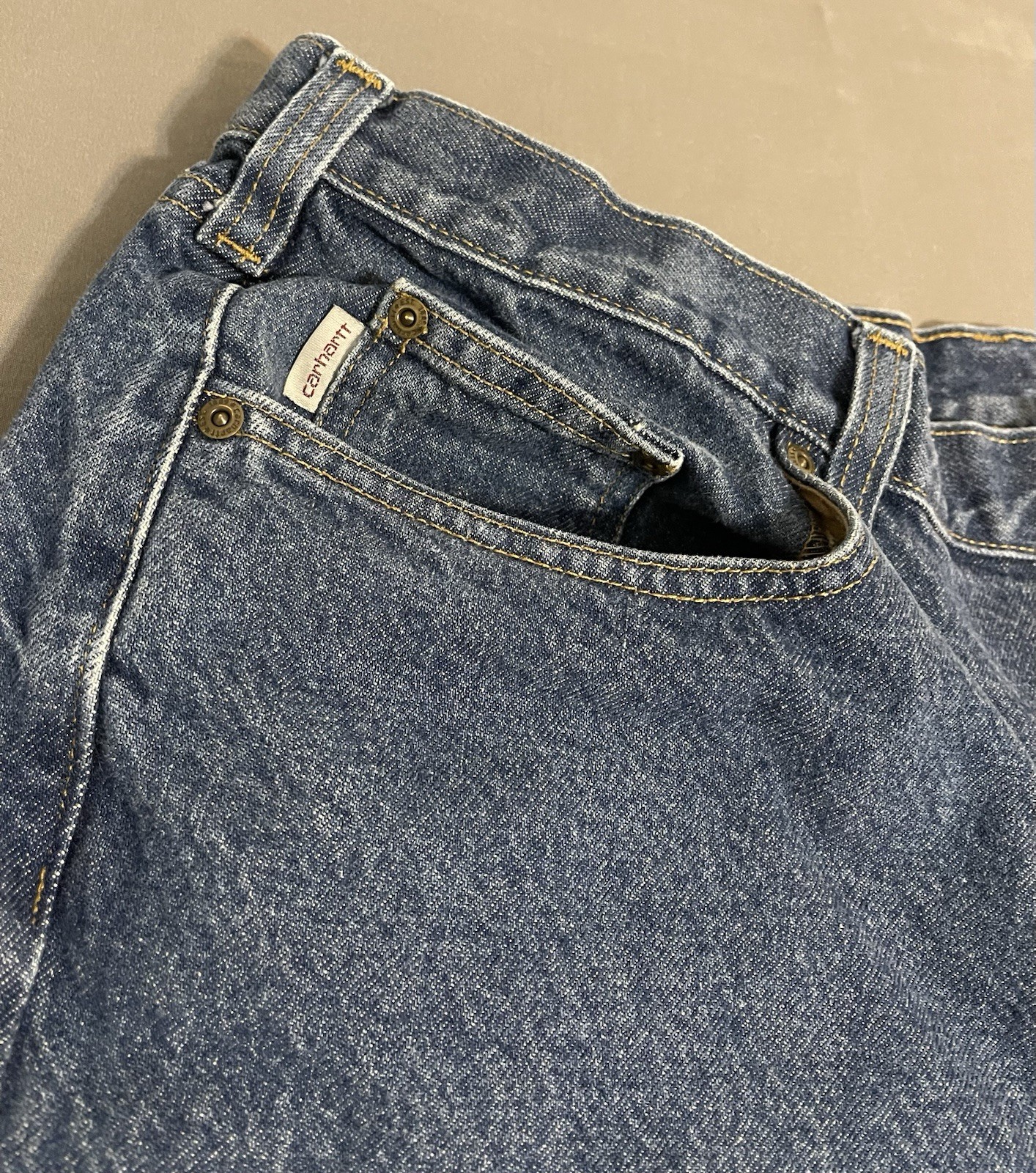 Carhartt B480 DVB Relaxed Fit Jeans Mens 40×32 Blue Denim Excellent