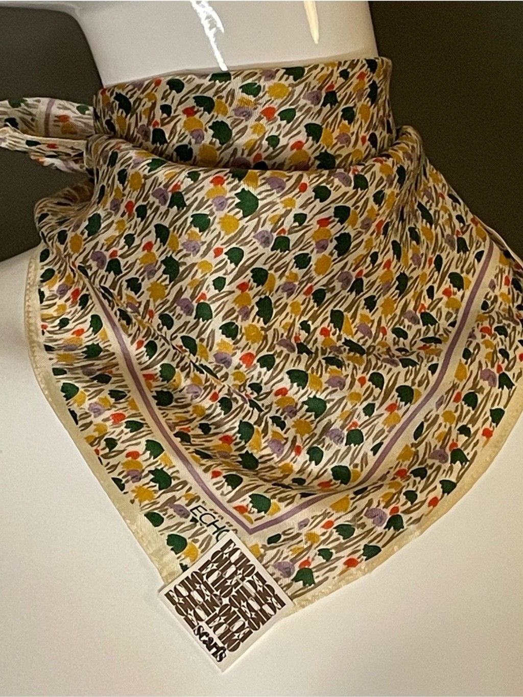 Vintage New Old Stock Echo Silk Scarf 17 In Sq Mint Condition