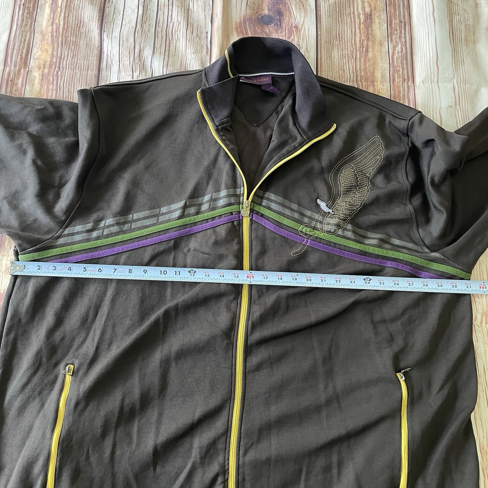 Vintage Rocawear Sweatshirt Mens 3X Brown Zip Pockets Hip Hop Track Jacket Y2K