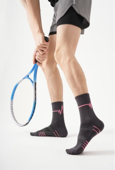 5Pairs Running Compression Socks for Men Crew Socks with Cushion Sport socks