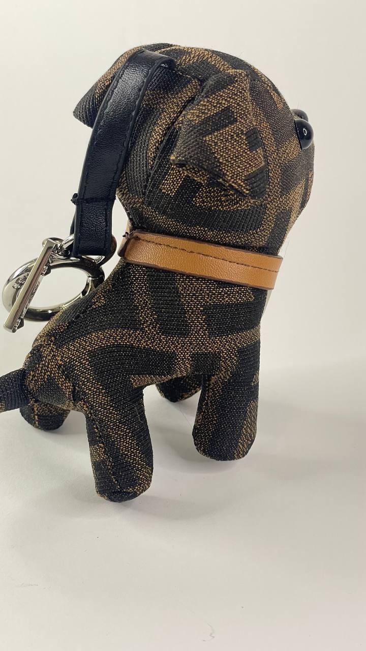 Fendi FF Monogram Dog Keychain Bag Charm Puppy