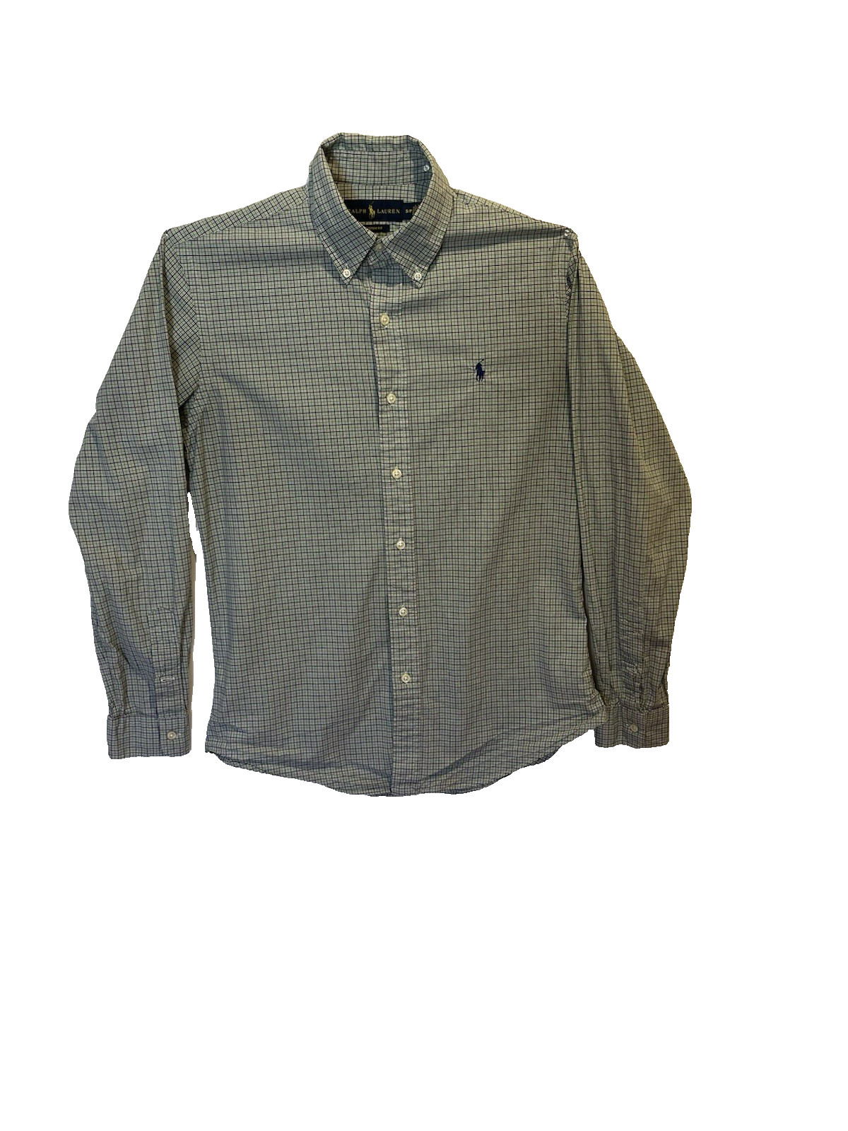 MEN’S POLO RALPH LAUREN BUTTON FRONT SHIRT CUSTOM FIT S/P BLUE LOGO 26/20/18
