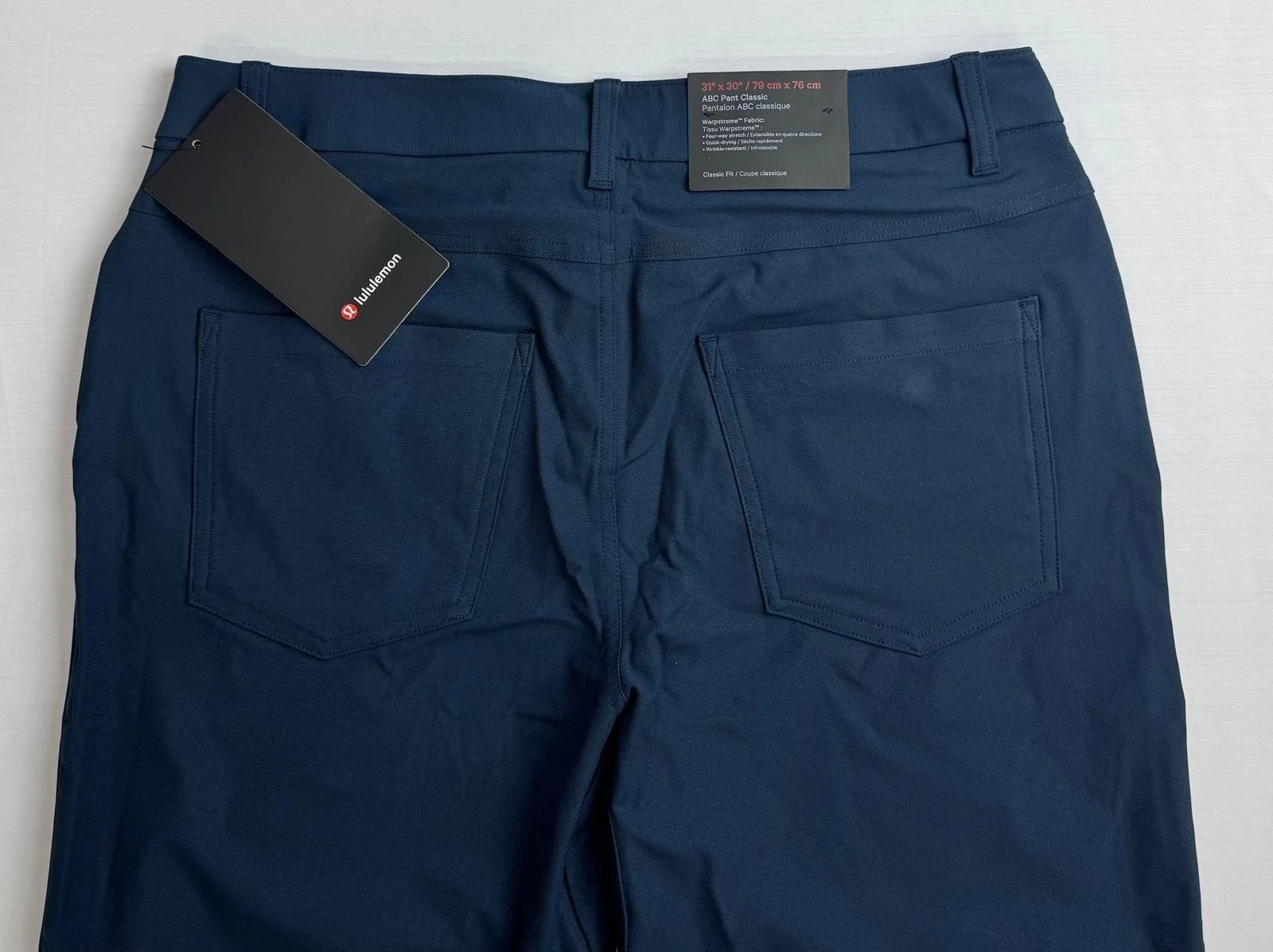 lululemon ABC Classic-Fit 5 Pocket Pant 30L Warpstreme, True Navy. Size 32. NWT