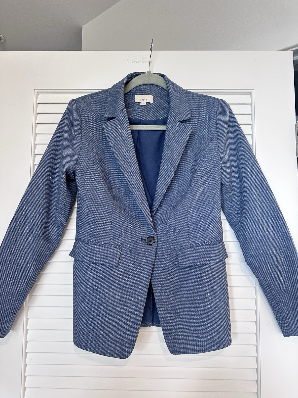LOFT Linen Blend Classic Tailored Single Button Blazer Jacket 2