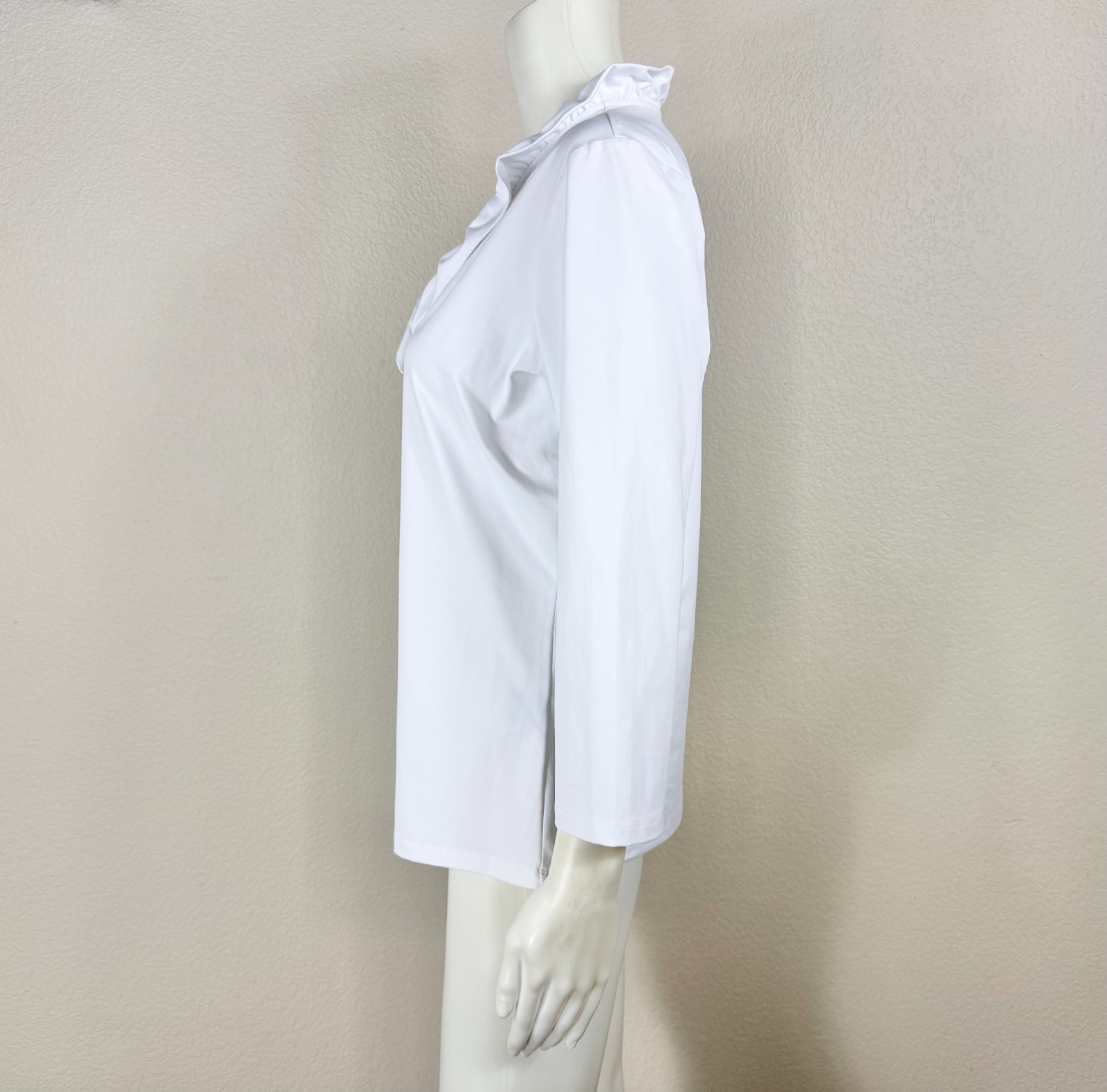 J. McLAUGHLIN Durham Top Catalina Cloth Ruffle Size Large Solid White – NTSF