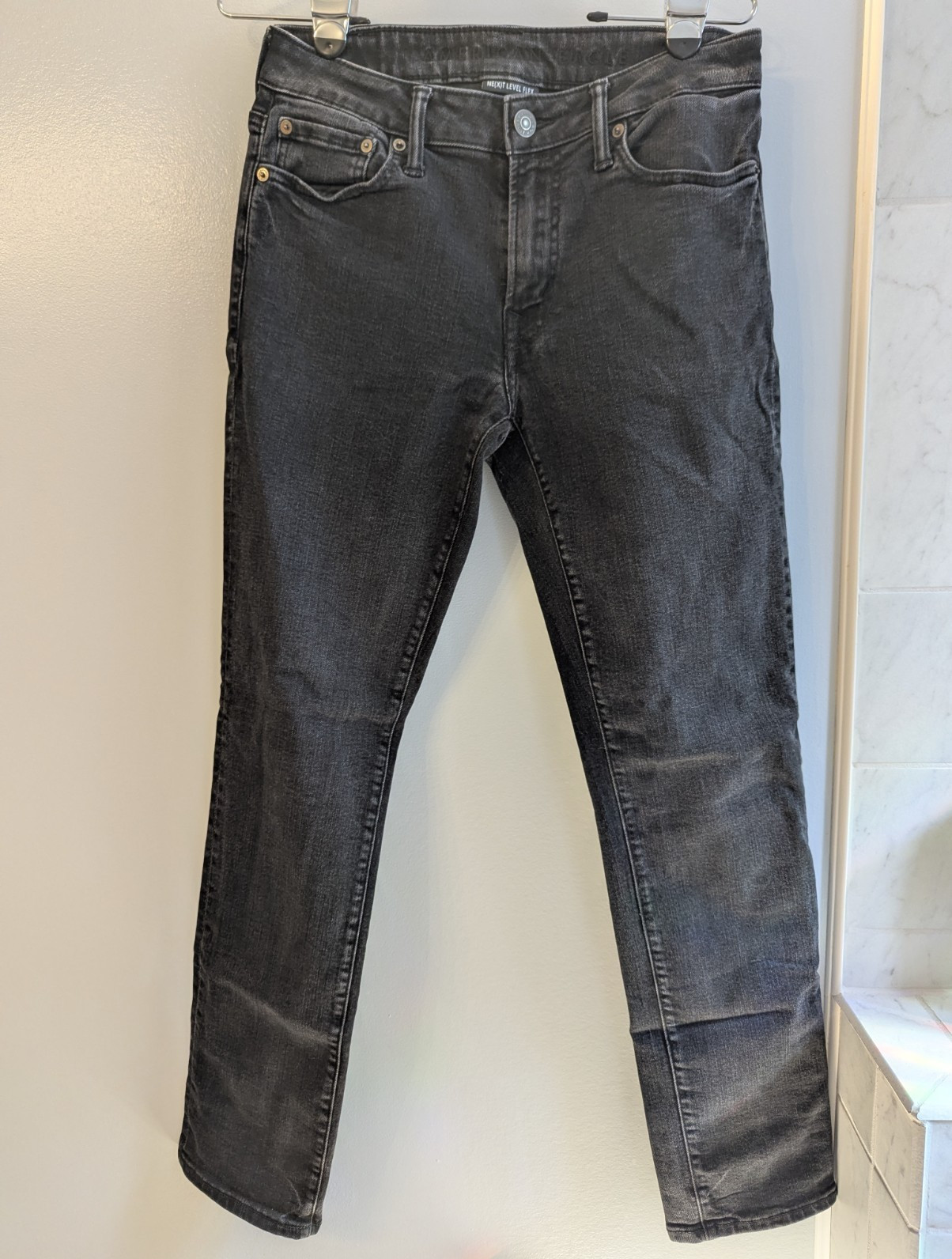 American Eagle Men’s Next Level Flex Slim Straight Black Denim Jeans 29×32