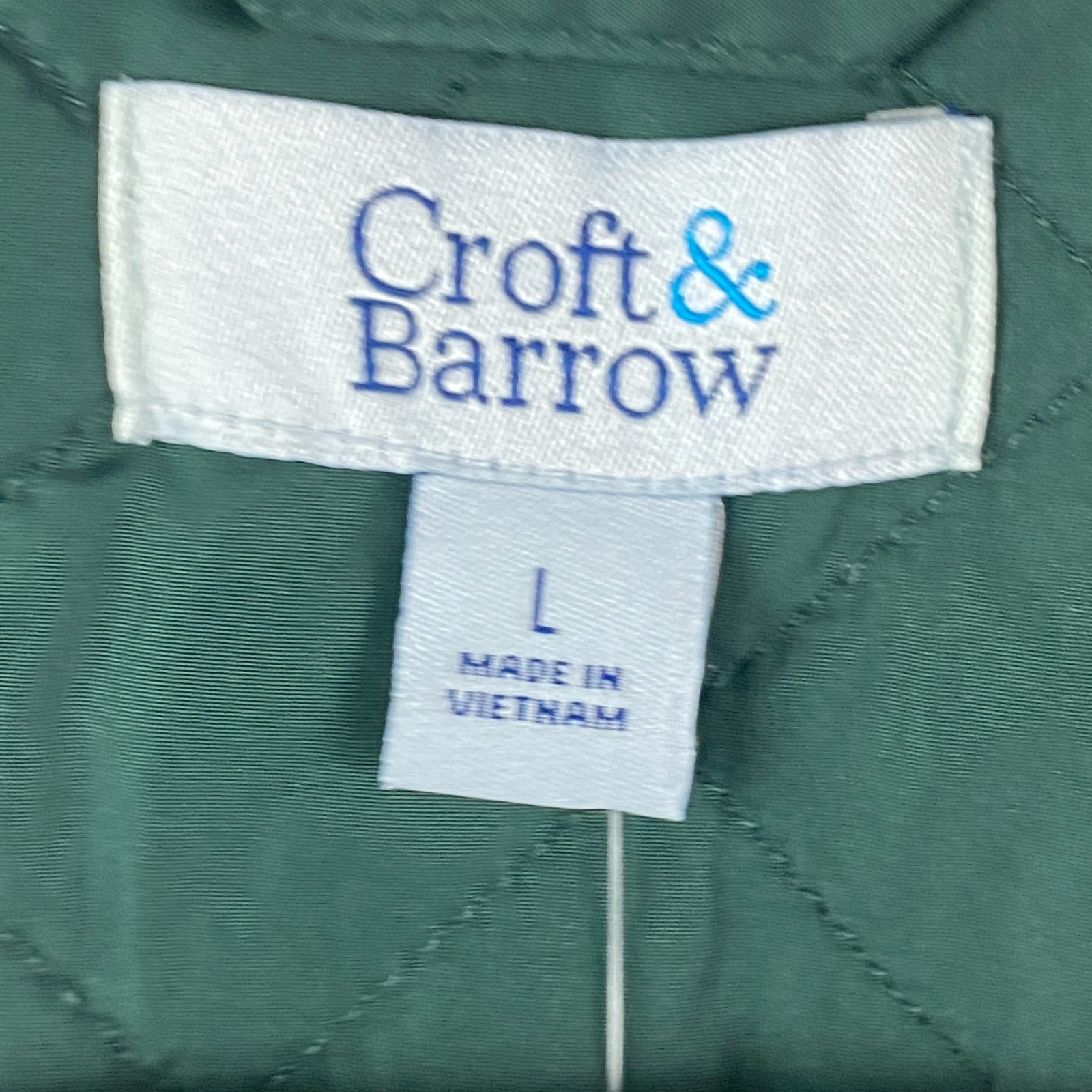 Croft & Barrow Quilted Button Up Long Sleeve Jacket Size Large Green Pockets