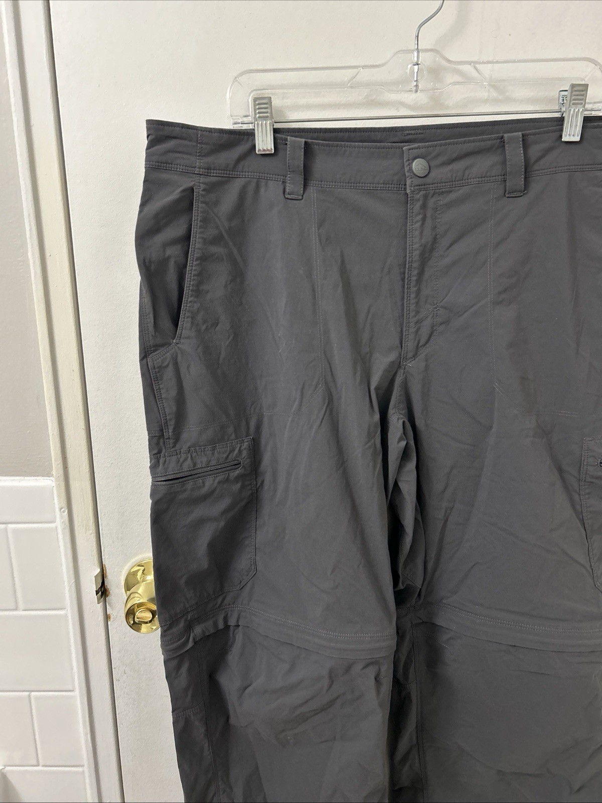LL Bean Cresta Zip Off Pants Mens 38×32 Gray YKK Water Resistant Hiking 506423