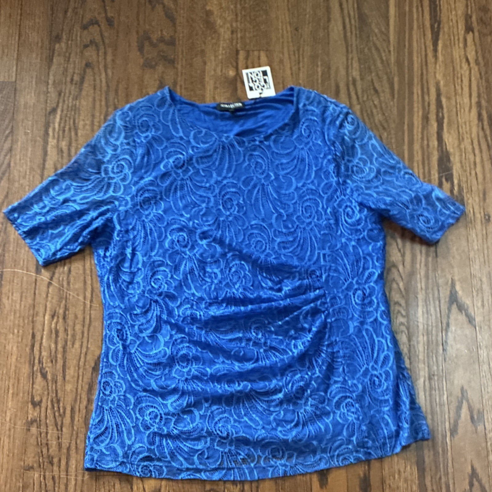 The Collection Debenhams Blue Lace Short Sleeve Floral Top Size 18