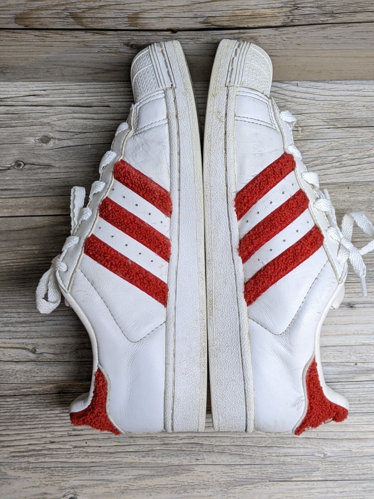 Adidas Womens Originals Superstar Sneakers # S76151 3 Stripe Red Terry Size 7.5