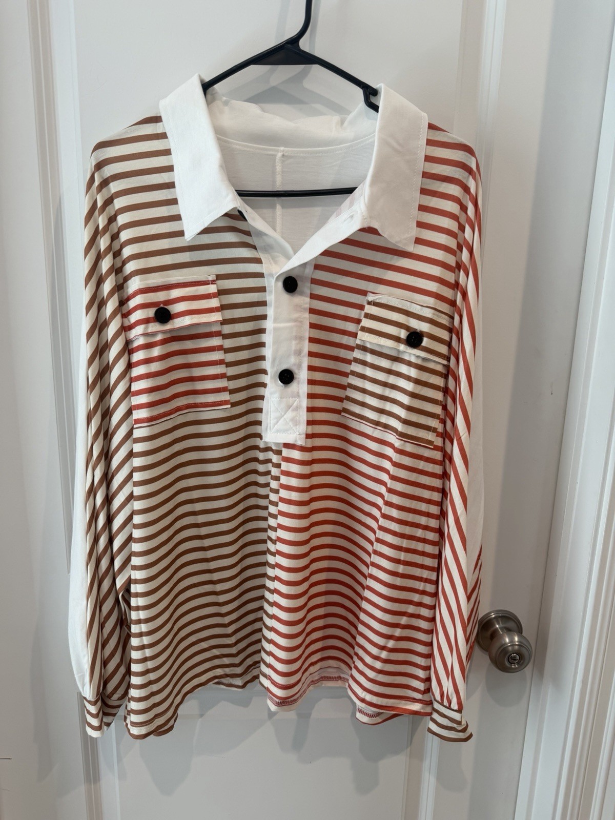Striped Shirt With Pockets On The Chest Size Large Oversized