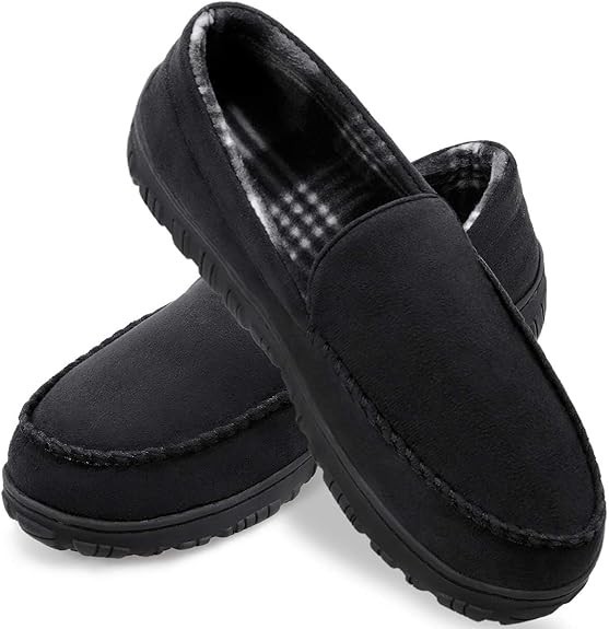 Mens Slippers Microsuede Moccasin Memory Foam House Shoes