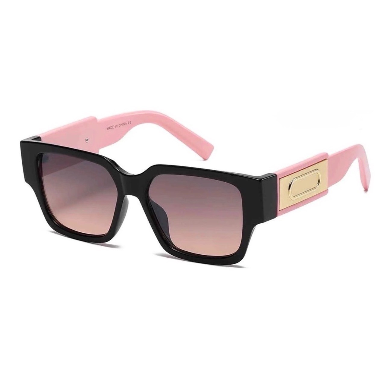 Men Chic Pink Black Square Sunglasses For Stylish Daily Wear Sunny Outings New