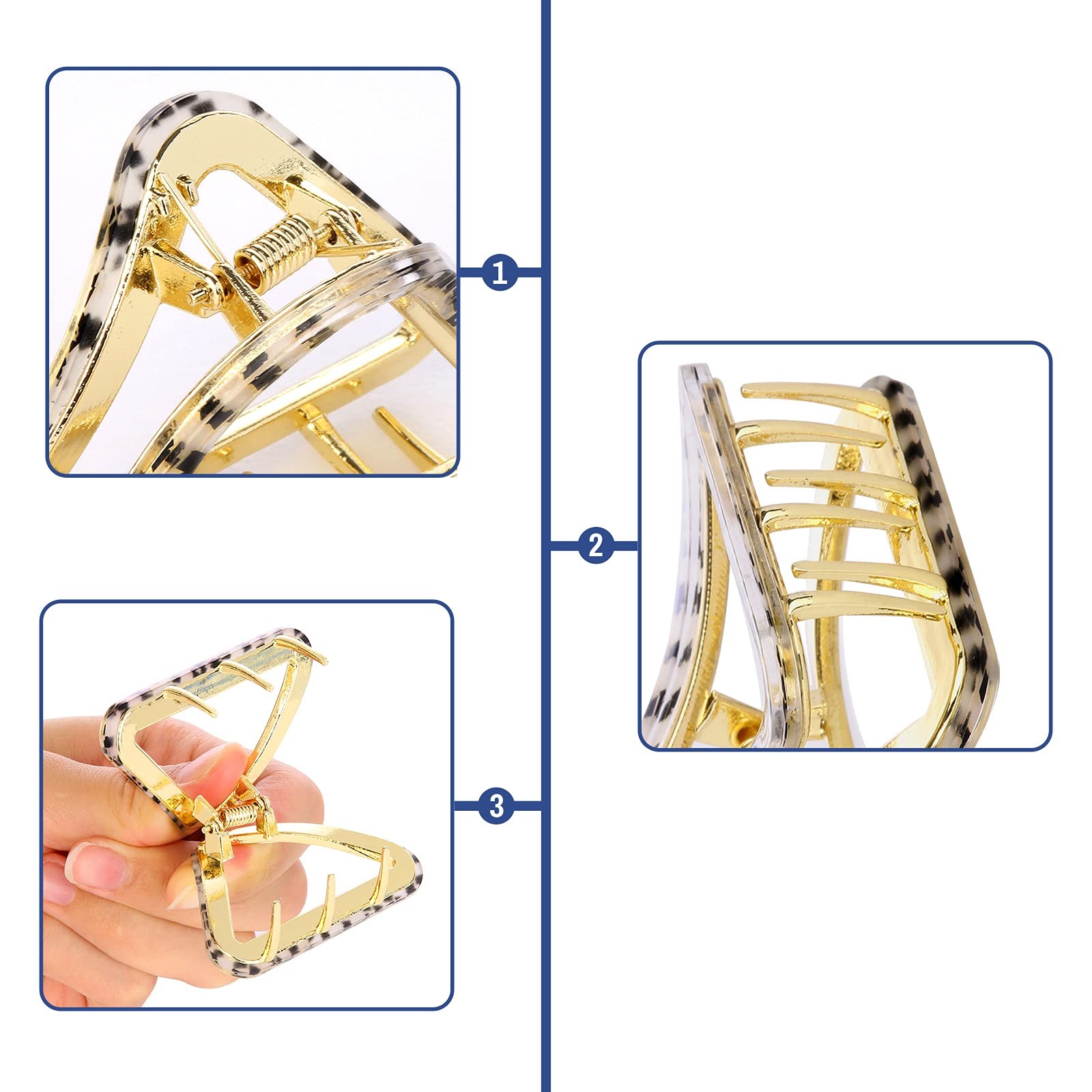 3 Pack Hollow Triangle Hair Clips for Women Girls 2 inch Acetate Hair Jaw Cli…
