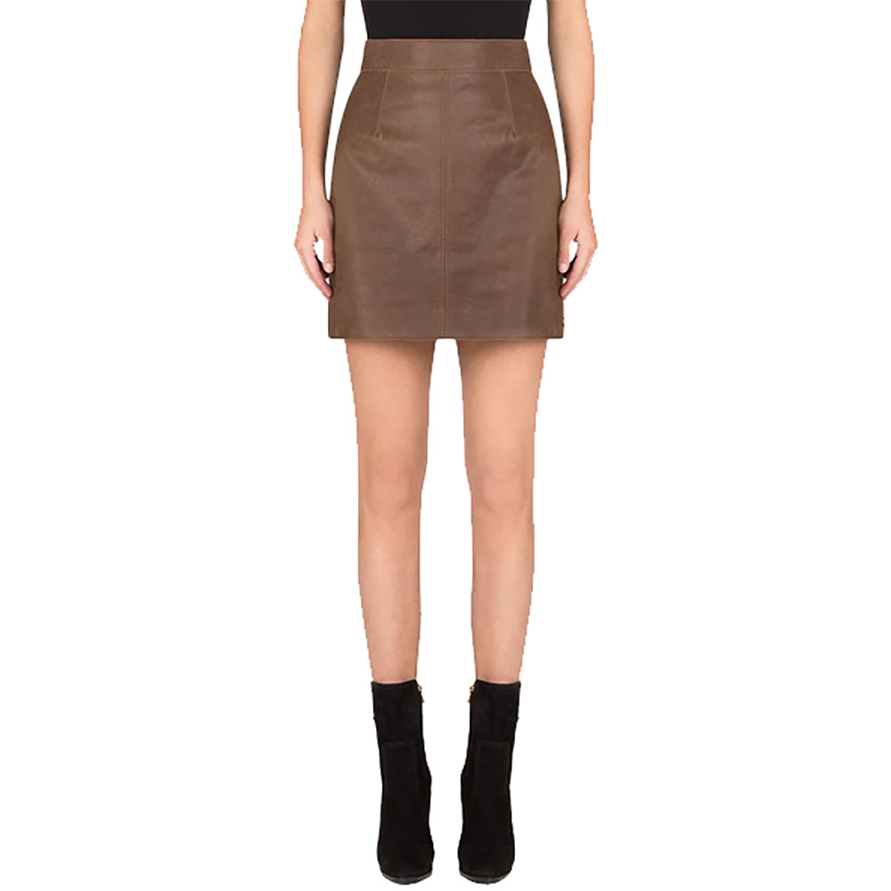 DOLCE & GABBANA Leather Mini Skirt High Waist Brown Size 40 – RP £2145.00