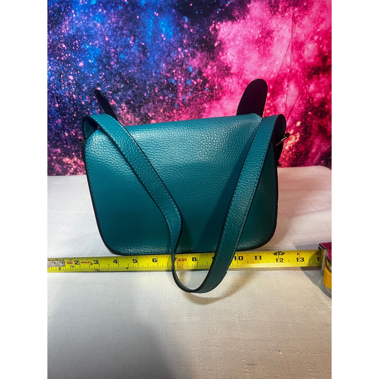 Mellow World Owl Crossbody Bag Teal Cream Pebble Vegan Leather Whimsical Purse