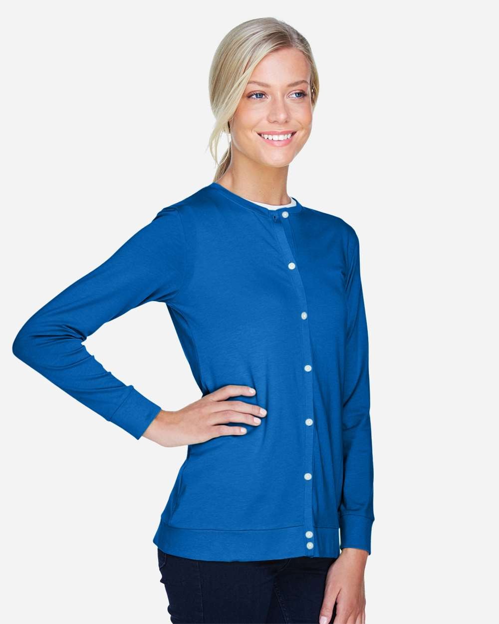 🔥 Devon & Jones Women Perfect Fit Ribbon Cardigan Shirt Up To 3XL DP181W