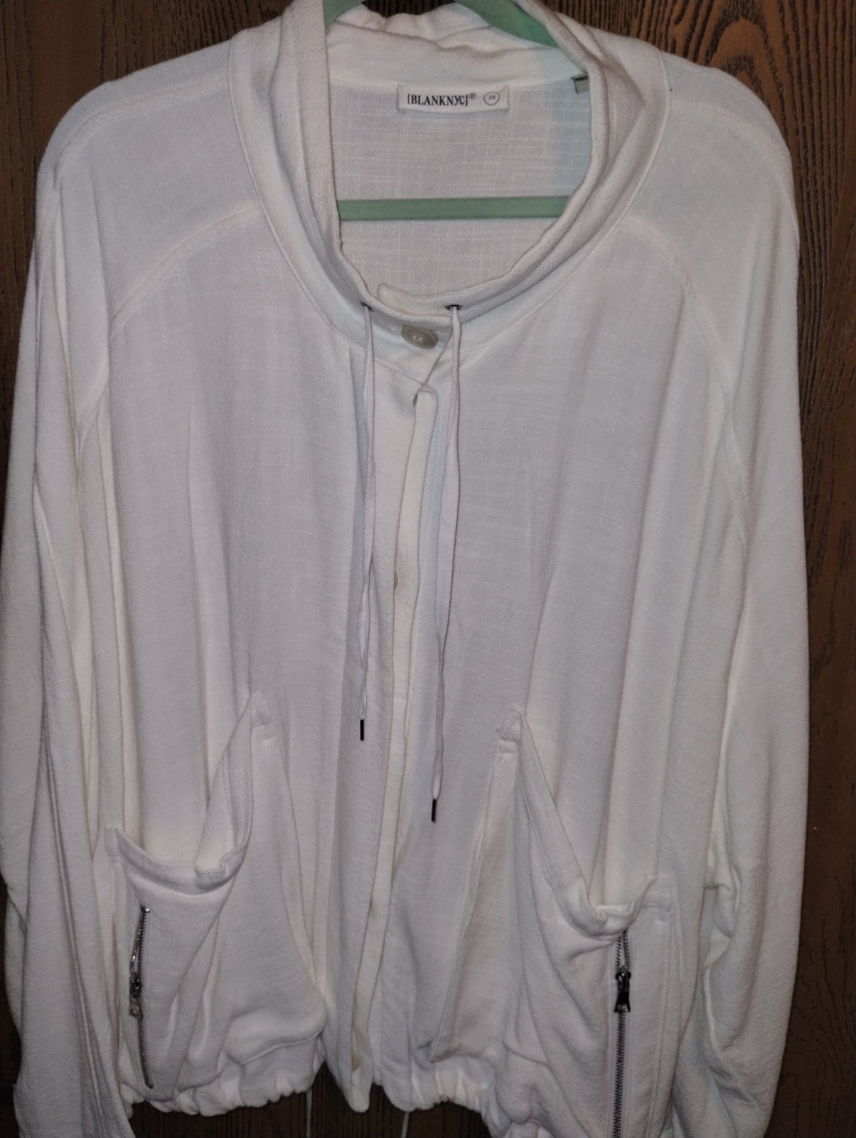 Blank NYC Linen/Cotton Blend Cream Bomber Style Jacket Size 3X