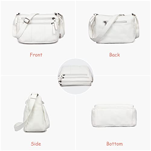Purses for Women Soft PU Leather Shoulder Bag Ladies Crossbody White1-10.2″