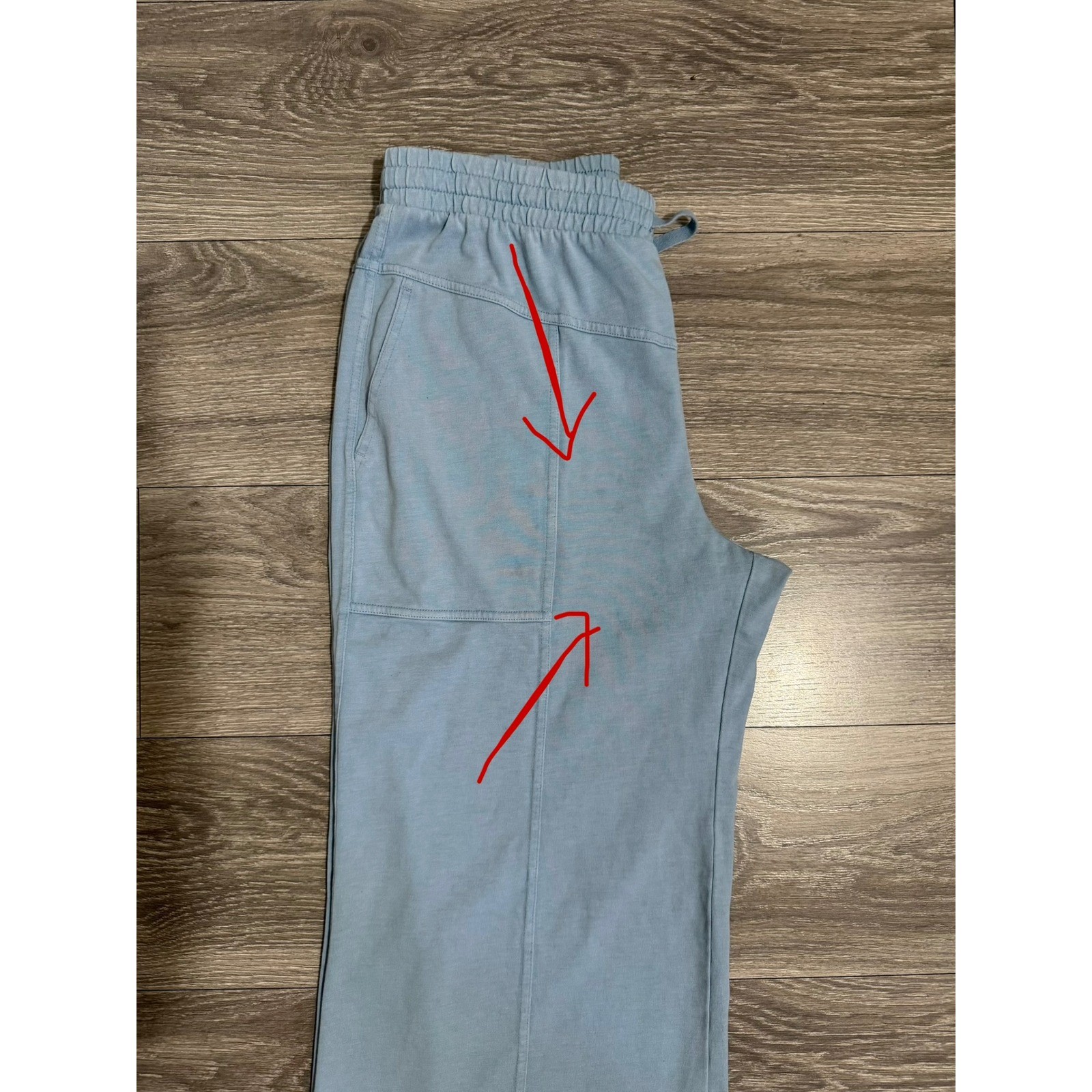 Rae Mode Women Cotton Blend Pants Siz L Light Blue Wide Leg Lounge Elastic Waist