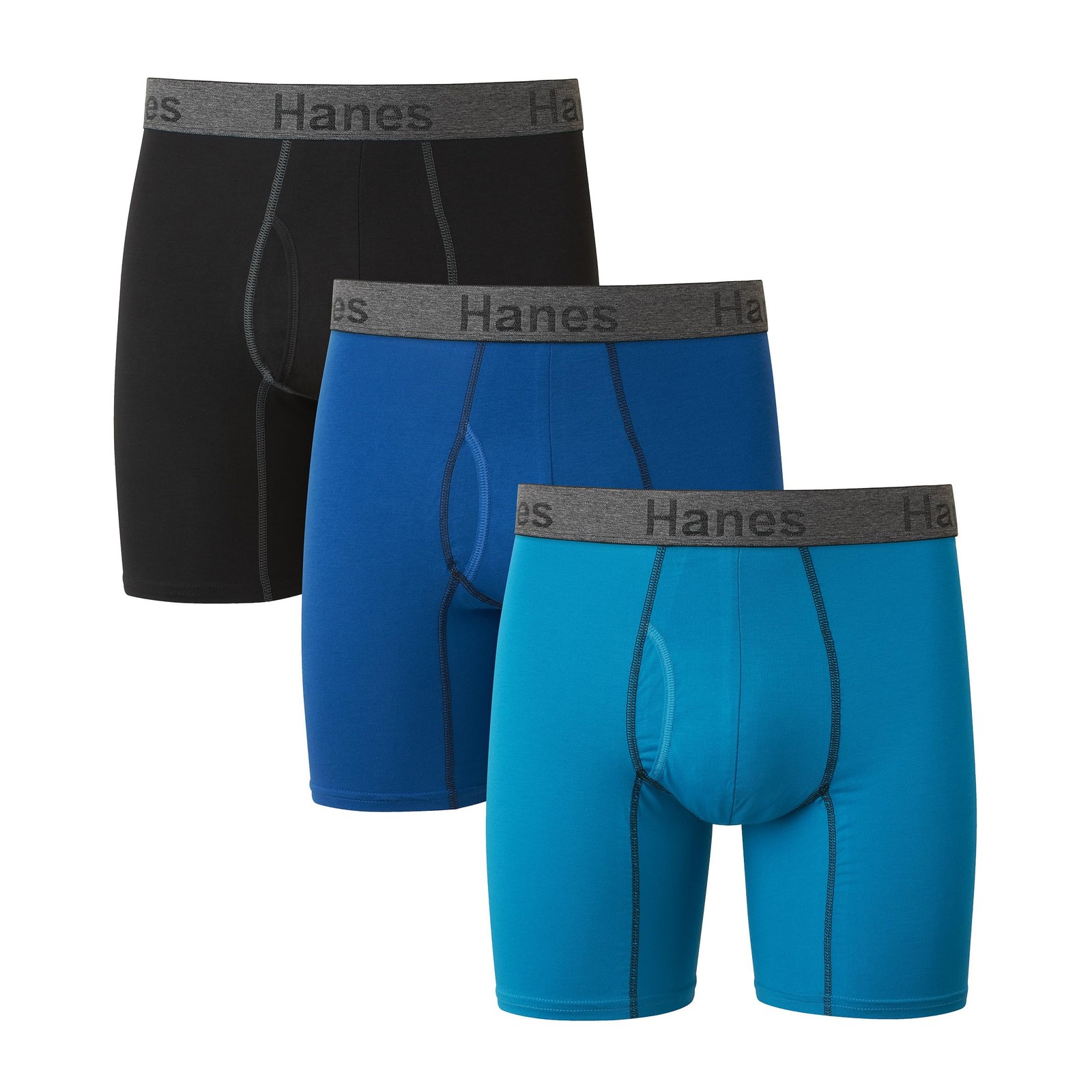 Hanes Mens 3-pack Comfort Flex Fit Ultra Soft Stretch XX-Large, Blue/Black