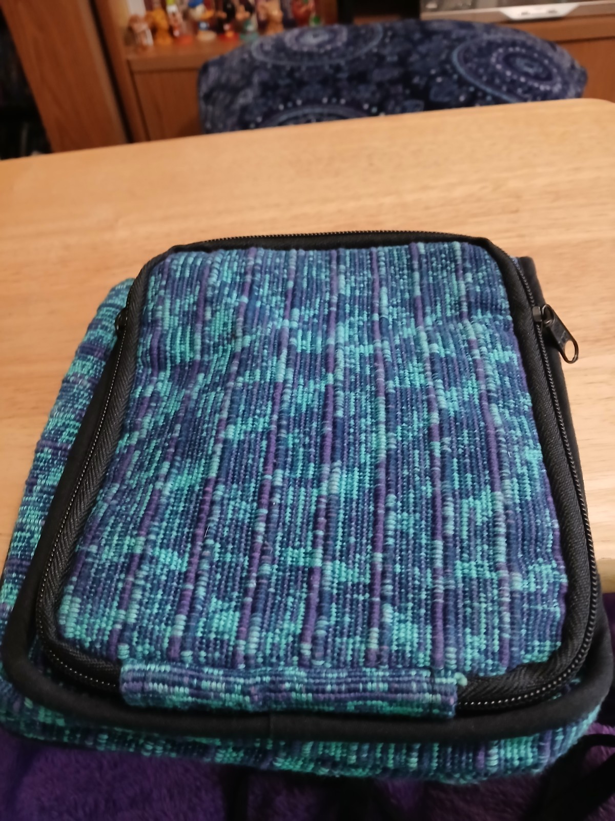 Guatemala-Made Shades Of Blue & Purple Crossbody Handbag Wash Cold Water